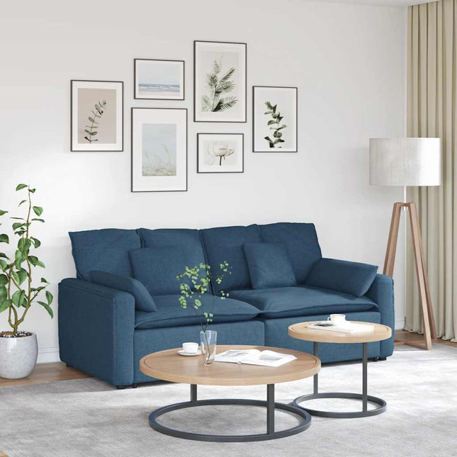 modulsofa med hynder blå