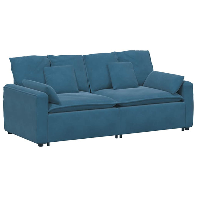 modulsofa med hynder blå