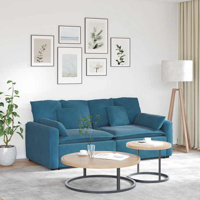 modulsofa med hynder blå