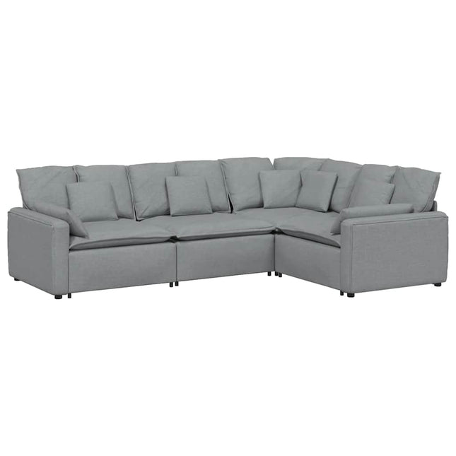 modulsofa med hynder stof lysegrå