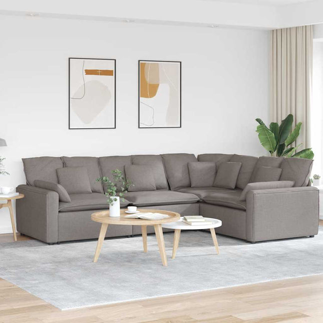 modulsofa med hynder stof gråbrun