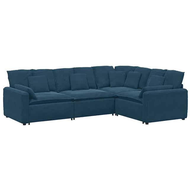modulsofa med hynder fløjl blå