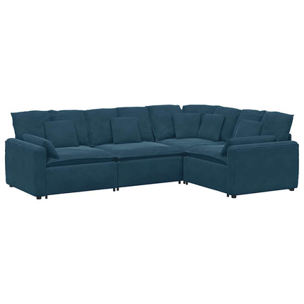 modulsofa med hynder fløjl blå