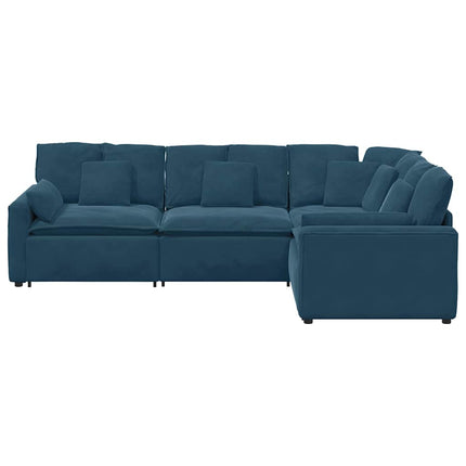 modulsofa med hynder fløjl blå