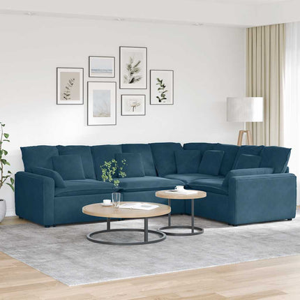 modulsofa med hynder fløjl blå