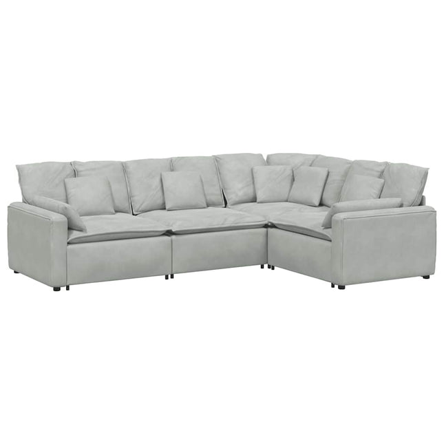 modulsofa med hynder fløjl lysegrå