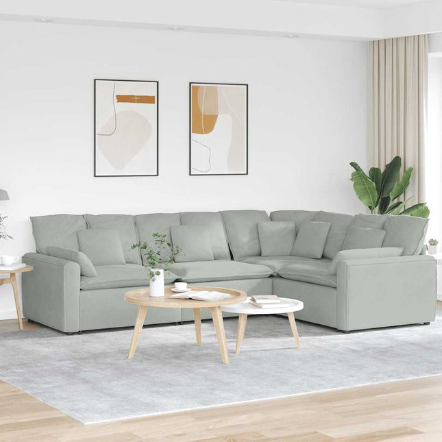 modulsofa med hynder fløjl lysegrå