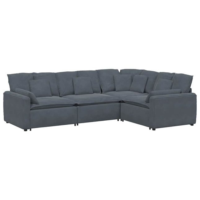 modulsofa med hynder fløjl mørkegrå
