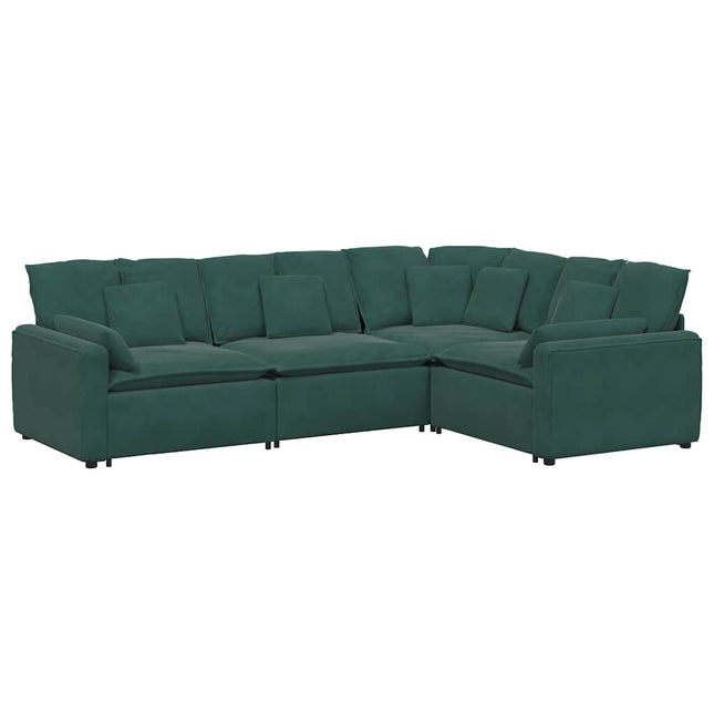modulsofa med hynder fløjl mørkegrøn