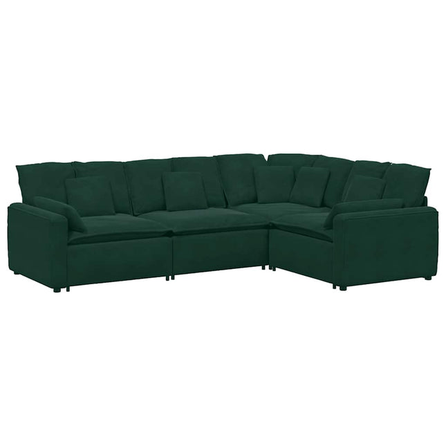 modulsofa med hynder fløjl mørkegrøn