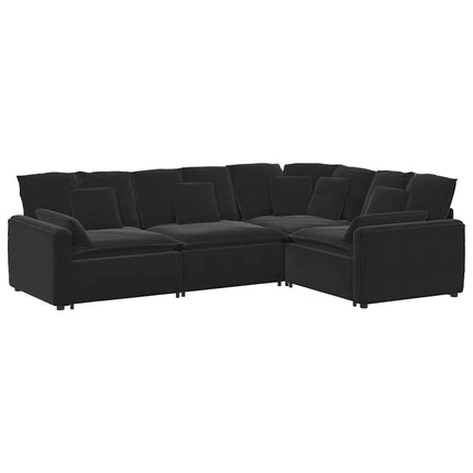modulsofa med hynder fløjl sort