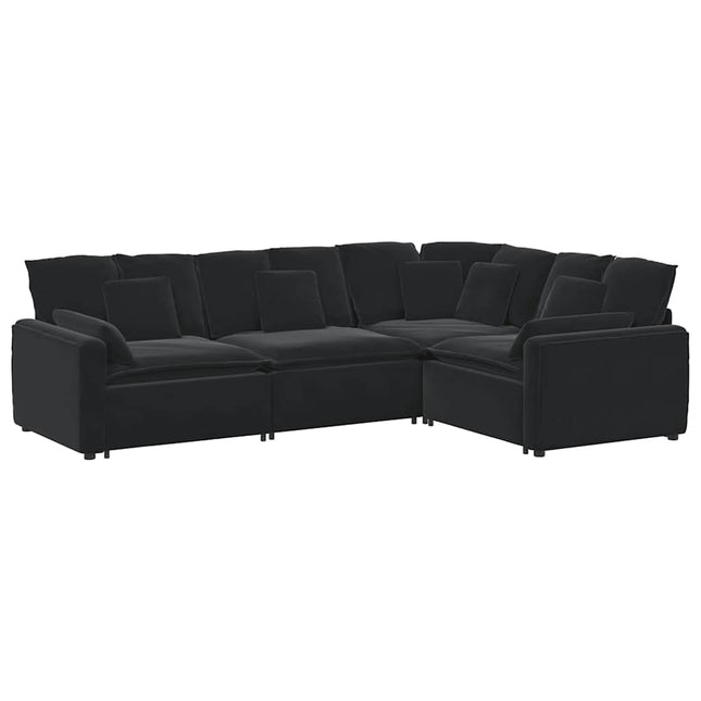 modulsofa med hynder fløjl sort