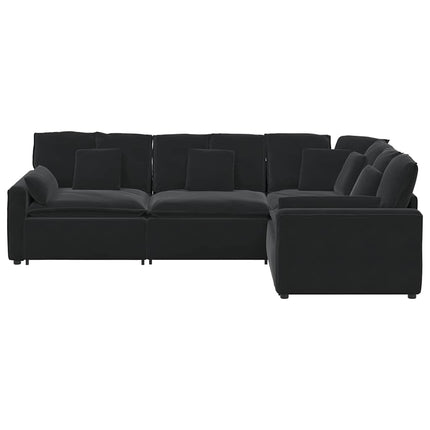 modulsofa med hynder fløjl sort