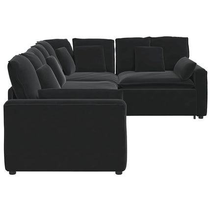 modulsofa med hynder fløjl sort