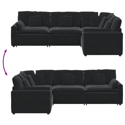 modulsofa med hynder fløjl sort