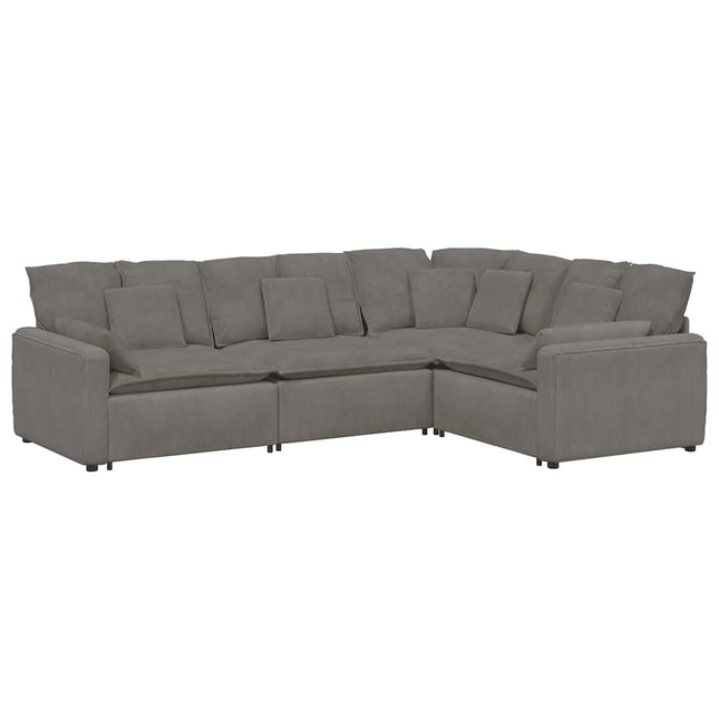 modulsofa med hynder fløjlsstof lysegrå