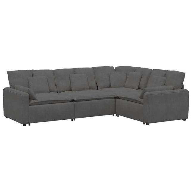 modulsofa med hynder fløjlsstof mørkegrå