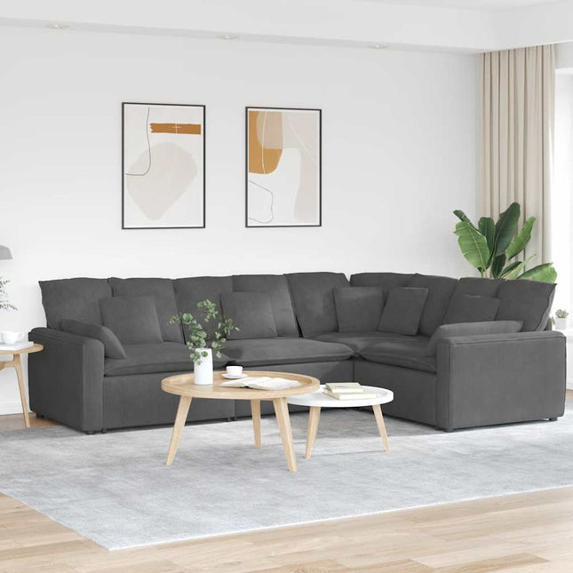modulsofa med hynder fløjlsstof mørkegrå