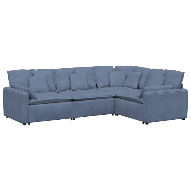 modulsofa med hynder fløjlsstof blå