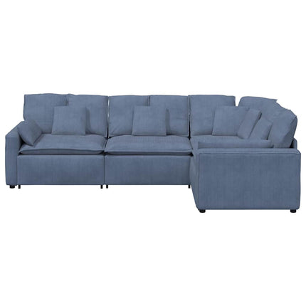 modulsofa med hynder fløjlsstof blå