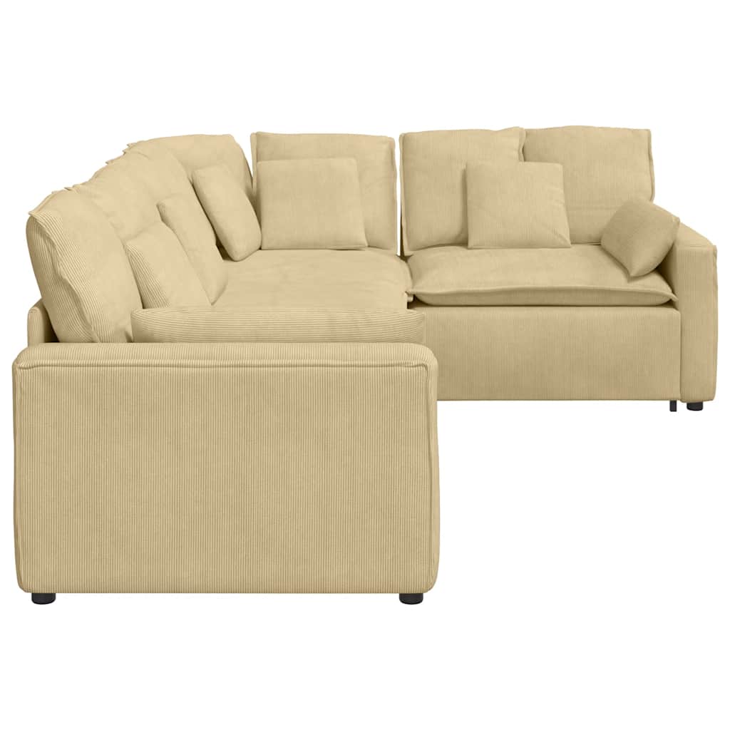 modulsofa med hynder fløjlsstof grågrøn