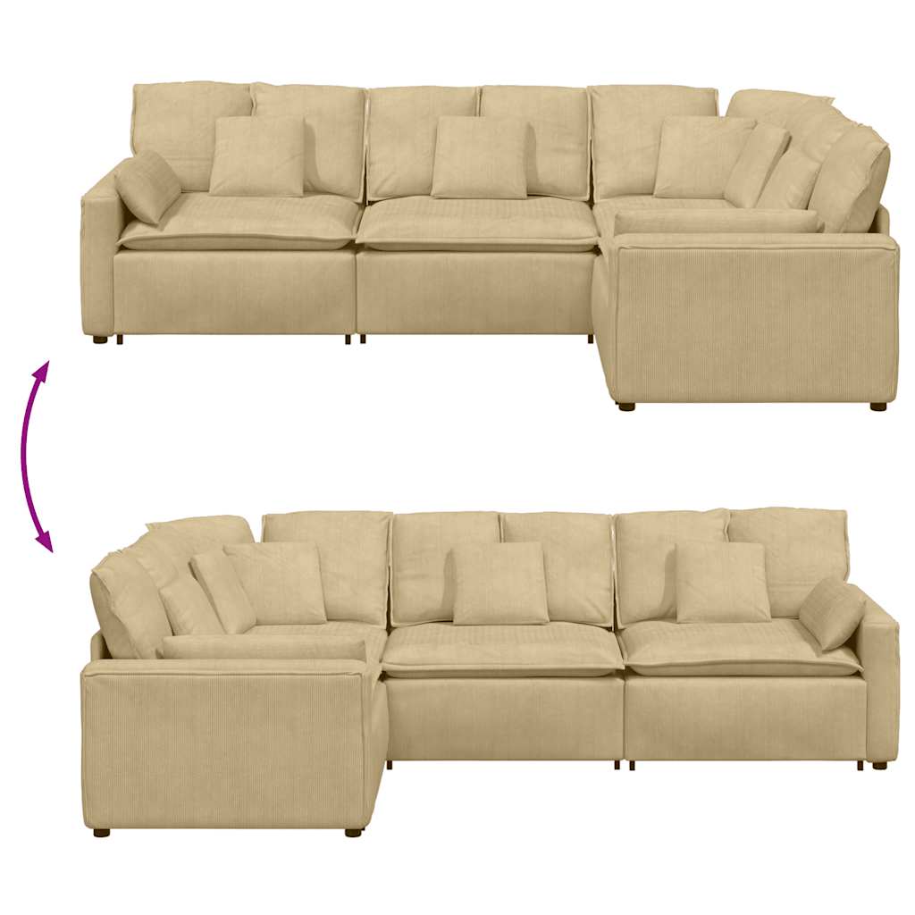 modulsofa med hynder fløjlsstof grågrøn