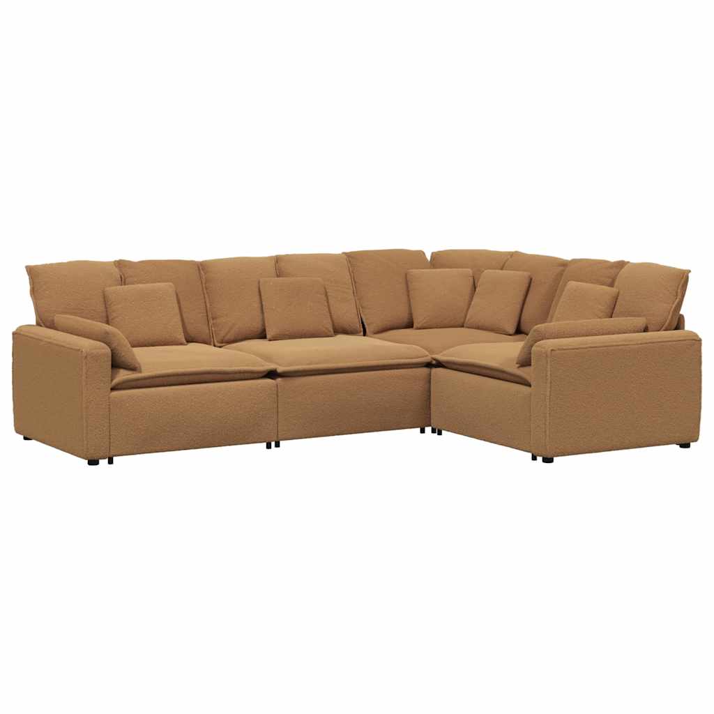 modulsofa med hynder krøllet uldlignende stof beige
