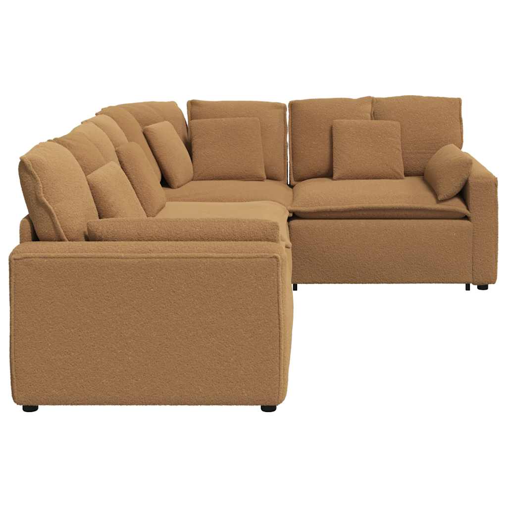 modulsofa med hynder krøllet uldlignende stof beige