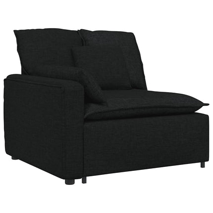 modulsofa med fodskammel og hynder stof sort