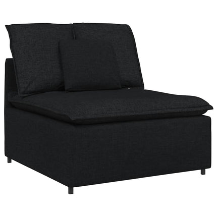 modulsofa med fodskammel og hynder stof sort