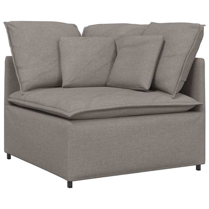 modulsofa med fodskammel og hynder stof gråbrun