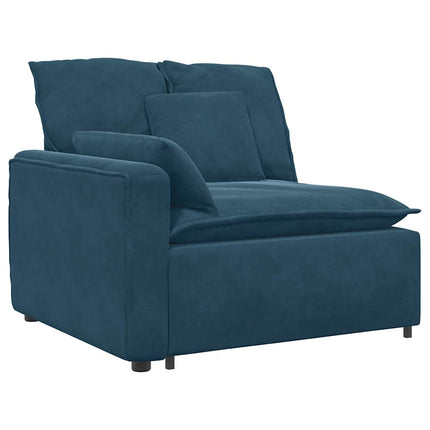 modulsofa med fodskammel og hynder fløjl blå