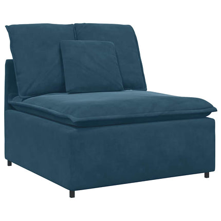 modulsofa med fodskammel og hynder fløjl blå