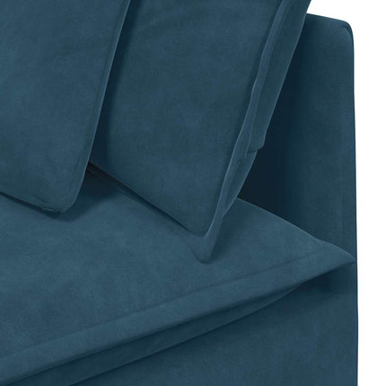 modulsofa med fodskammel og hynder fløjl blå