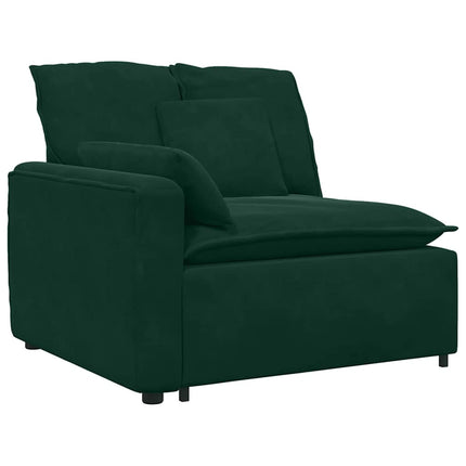 modulsofa med fodskammel og hynder fløjl mørkegrøn