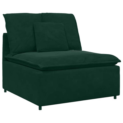 modulsofa med fodskammel og hynder fløjl mørkegrøn