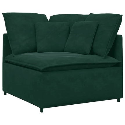 modulsofa med fodskammel og hynder fløjl mørkegrøn