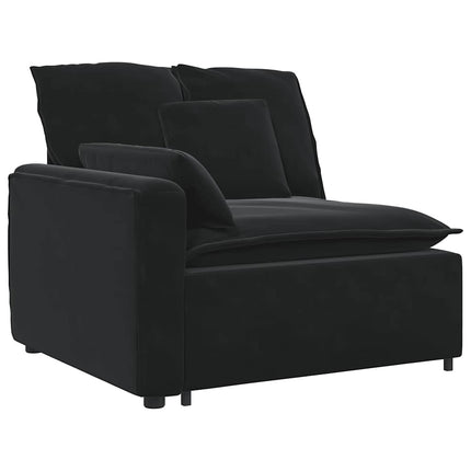 modulsofa med fodskammel og hynder fløjl sort