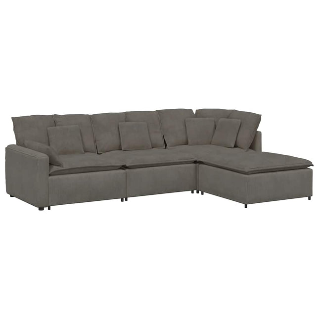 modulsofa med fodskammel og hynder føjlsstof lysegrå