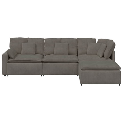 modulsofa med fodskammel og hynder føjlsstof lysegrå