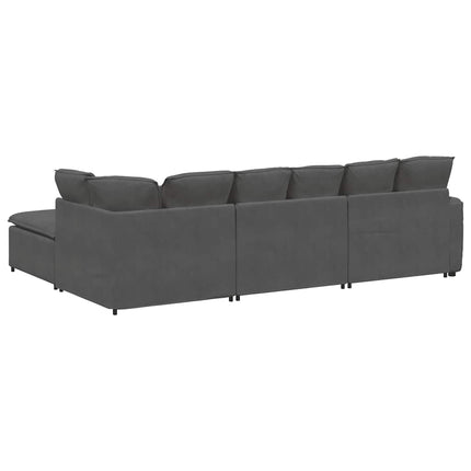 modulsofa med fodskammel og hynder føjlsstof mørkegrå