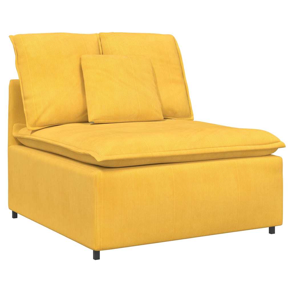 modulsofa med fodskammel og hynder fløjlsstof lysegul