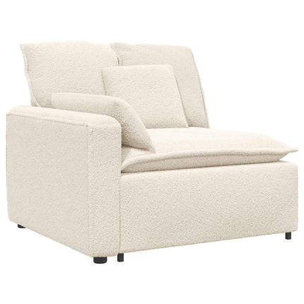 modulsofa med fodskammel&puder krøllet uldlignende stof creme