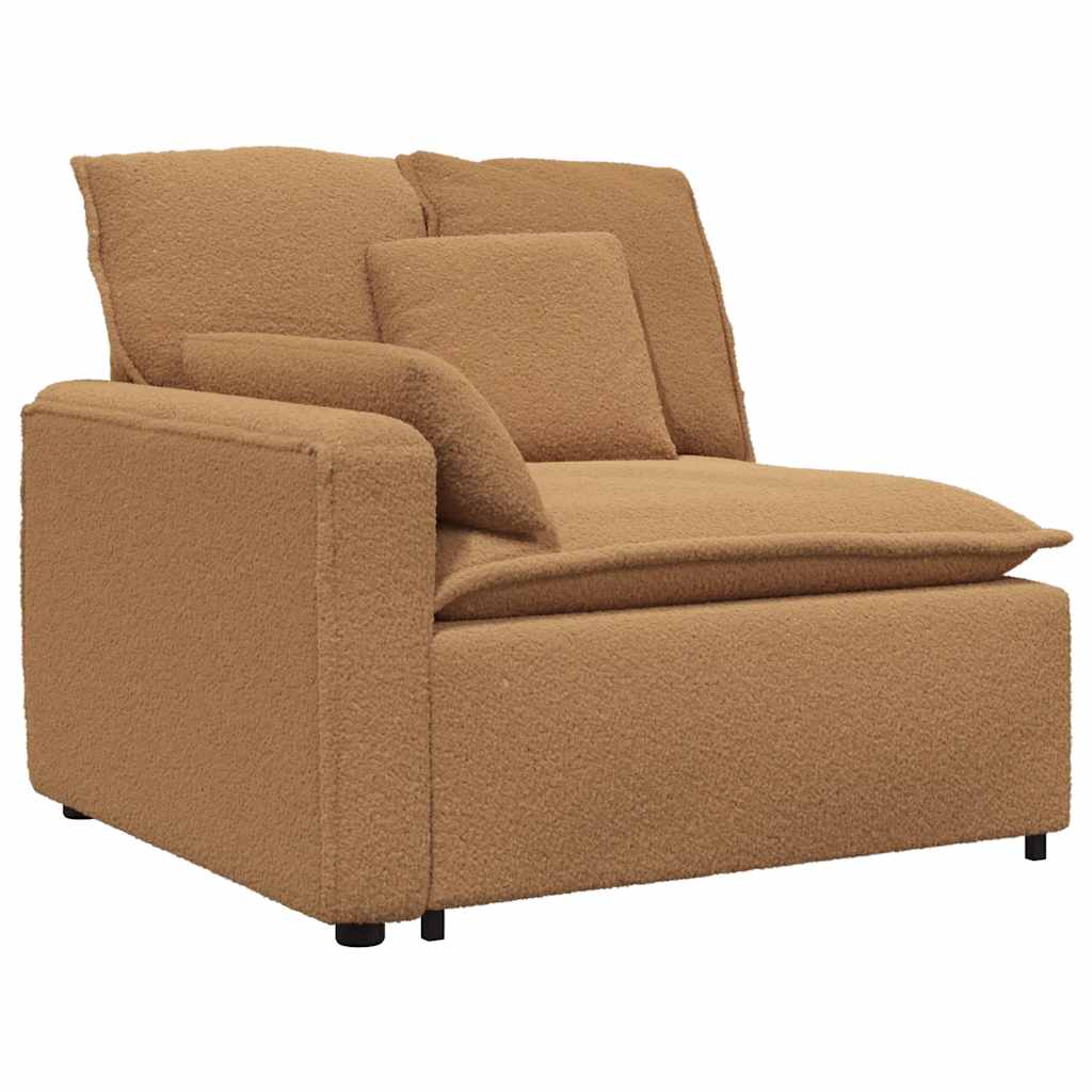 modulsofa med fodskammel&puder krøllet uldlignende stof beige