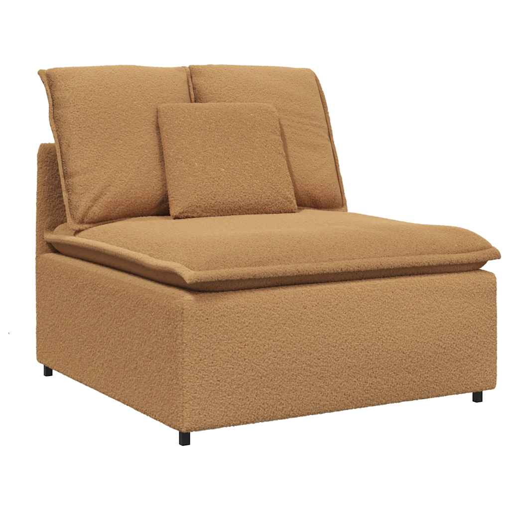 modulsofa med fodskammel&puder krøllet uldlignende stof beige
