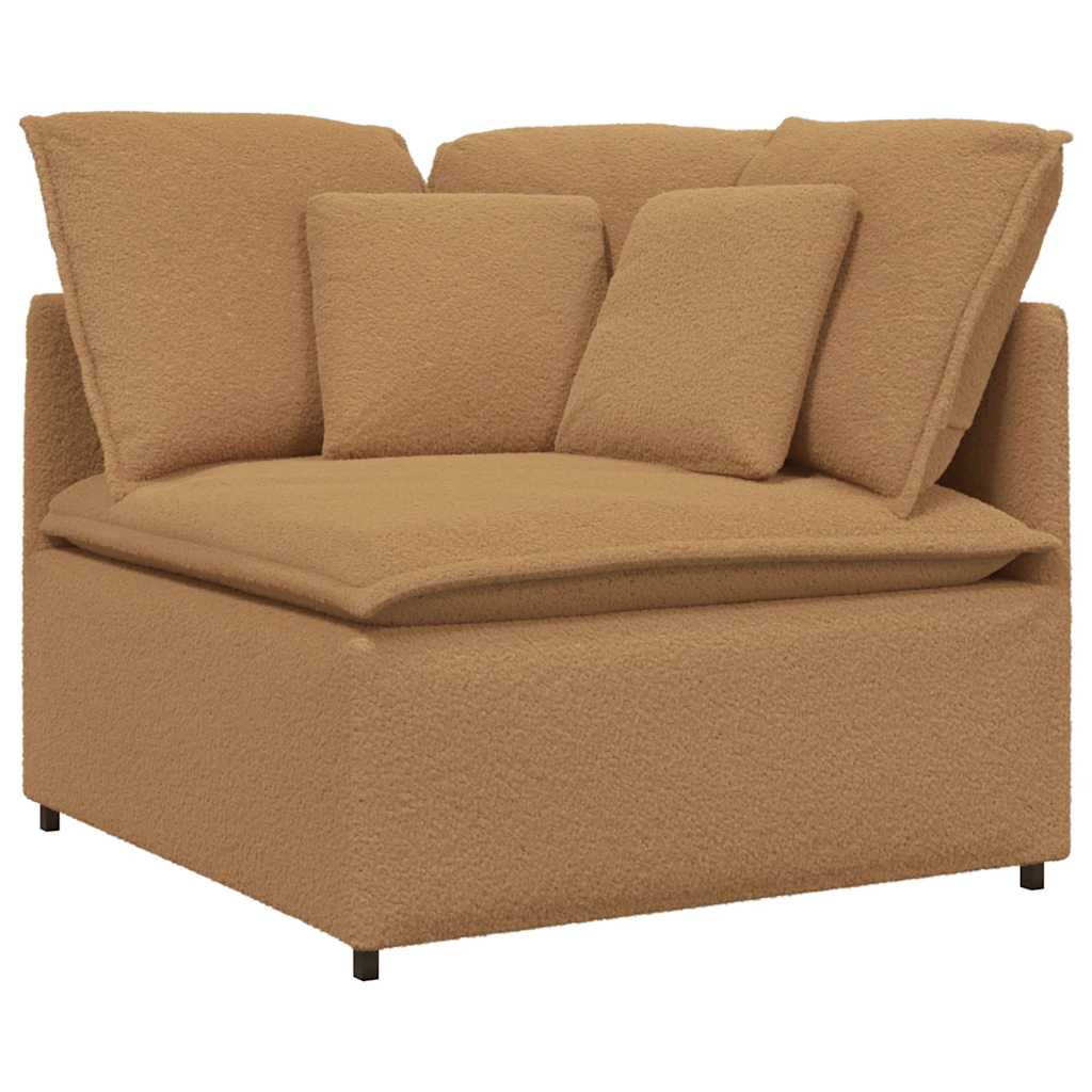 modulsofa med fodskammel&puder krøllet uldlignende stof beige