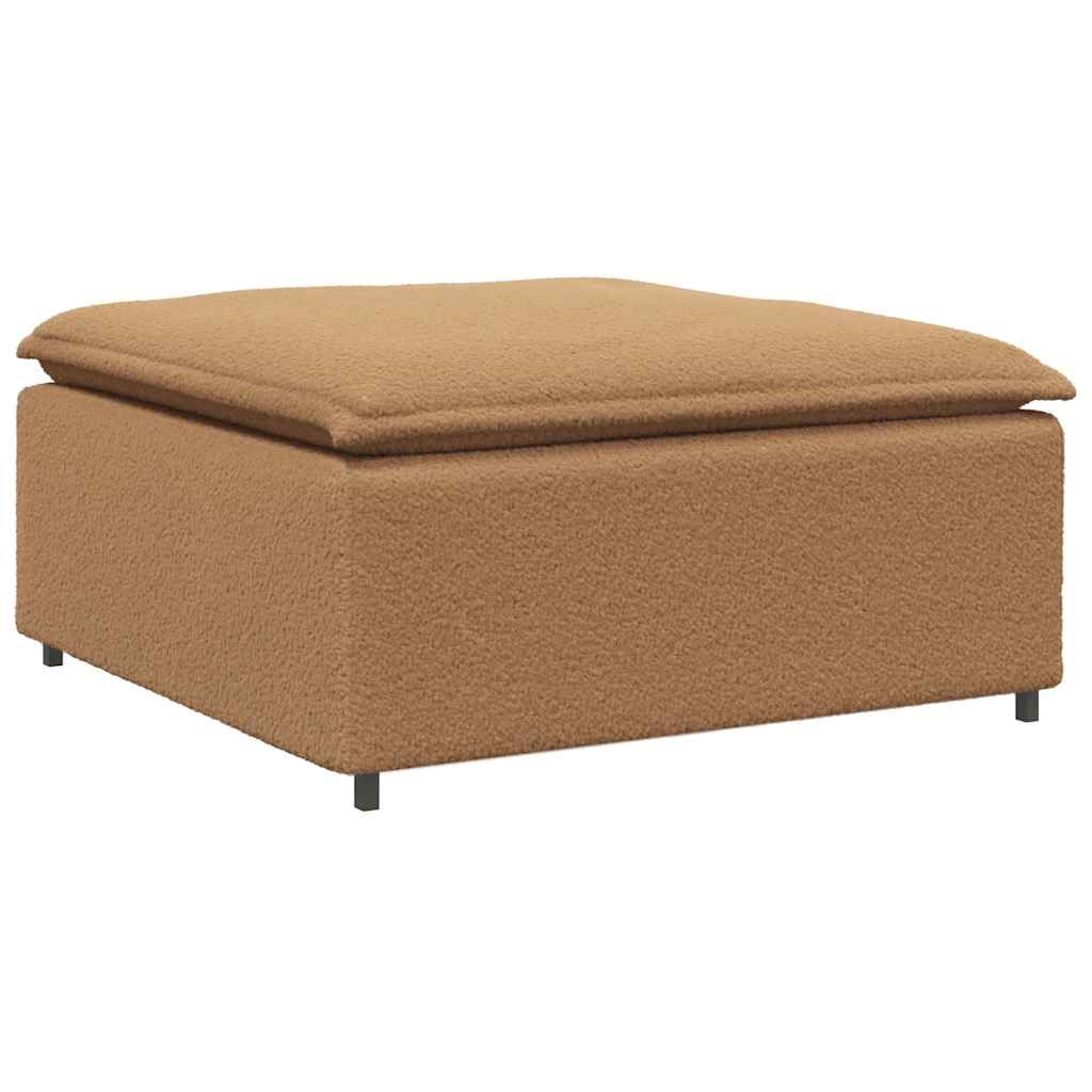 modulsofa med fodskammel&puder krøllet uldlignende stof beige