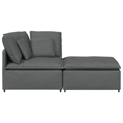 modulsofa med fodskammel og hynder stof mørkegrå
