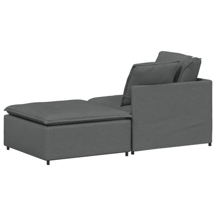 modulsofa med fodskammel og hynder stof mørkegrå