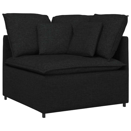 modulsofa med fodskammel og hynder stof sort